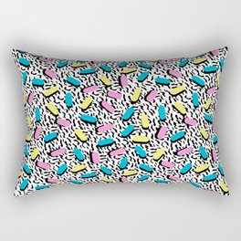 Poppin - memphis throwback retro 1980s 80s style classic trendy hipster pattern bright neon dorm Rectangular Pillow