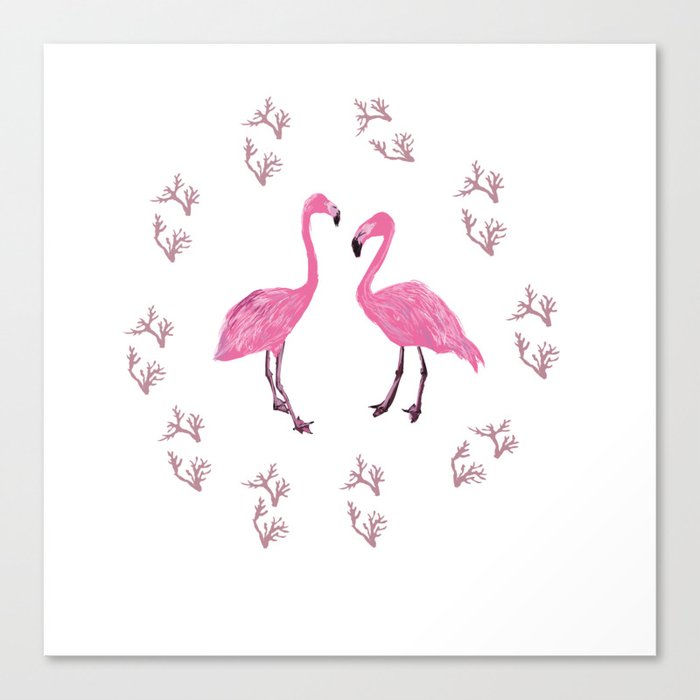 Pink Flamingo Birds  Canvas Print