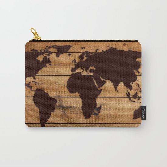 map world wood Carry-All Pouch