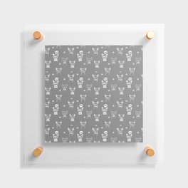 Grey and White Hand Drawn Dog Puppy Pattern Floating Acrylic Print