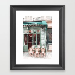 Paris Cafe Mint Green Photography Framed Art Print