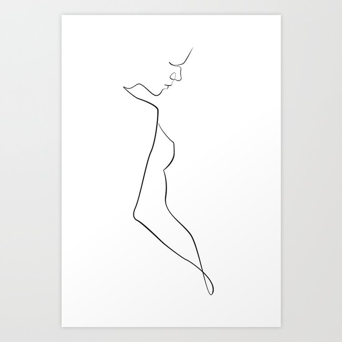 Minimalist Woman Body Figure Line Illustration Art Print