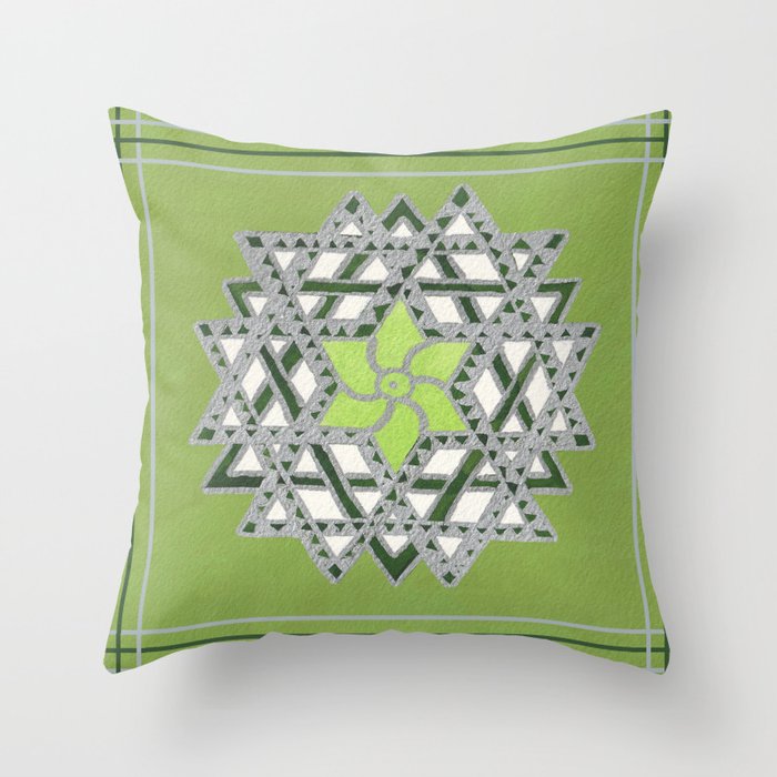 Ishwarya kolam - geometric mandala Throw Pillow