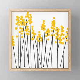 Hello Spring! Yellow/Black Retro Plants on White #decor #society6 #buyart Framed Mini Art Print
