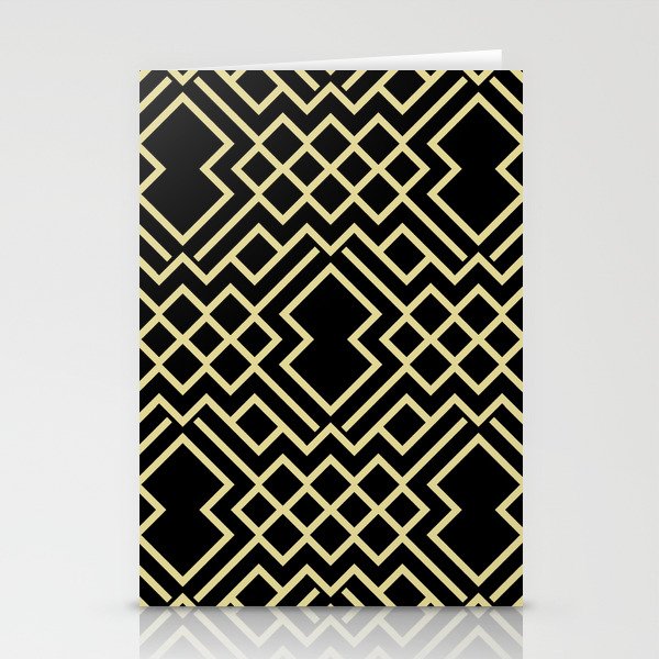 Black and Yellow Abstract Geometric Shape Pattern - Diamond Vogel 2022 Popular Color Fire Dance 0799 Stationery Cards