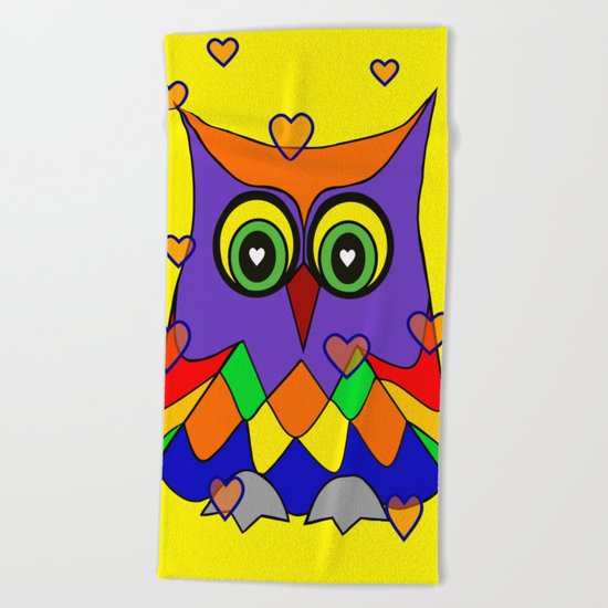 I Love Owls Beach Towel