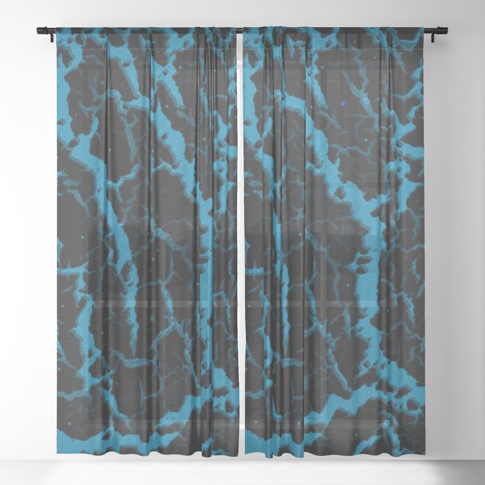 Cracked Space Lava - Sky Blue Sheer Curtain