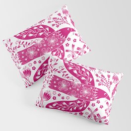 Doves and Flowers Bird Art Magenta Pink Pillow Sham
