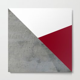 Concrete Burgundy Red White Metal Print