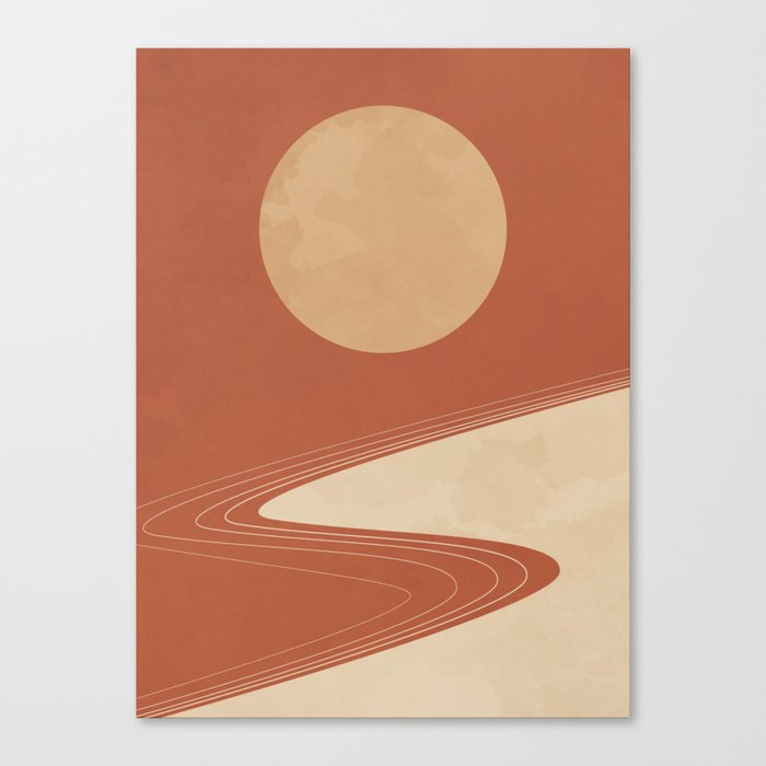 Moon and Road - Minimalist Scandinavian 1 Canvas Print