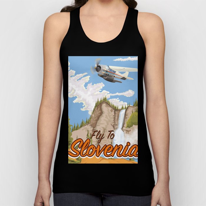 Fly To Slovenia Vintage style travel poster. Tank Top
