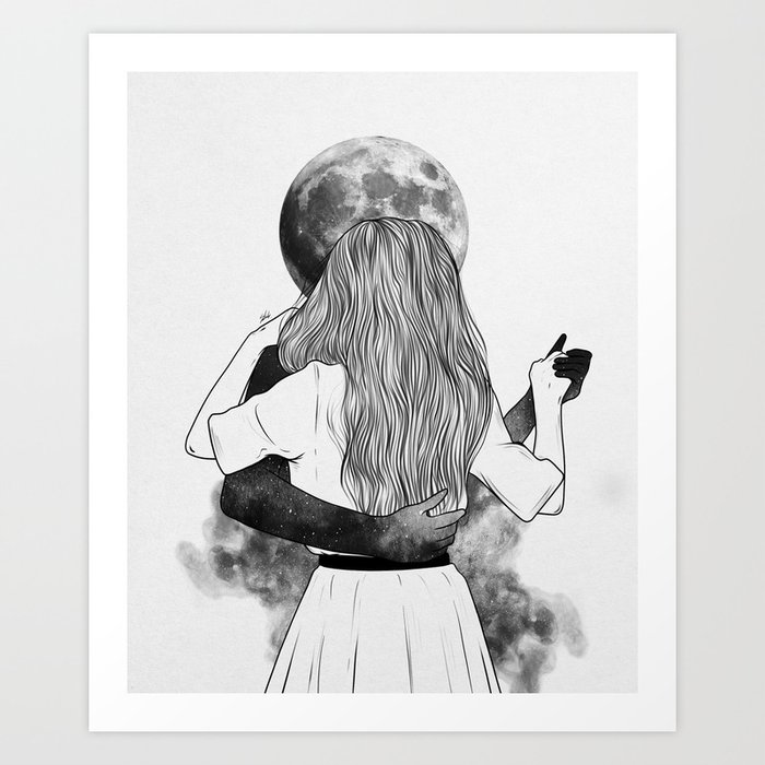A dance with the moon. Art Print