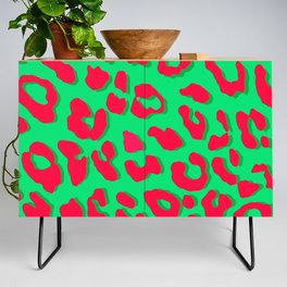 Leopard Print Red Green Credenza