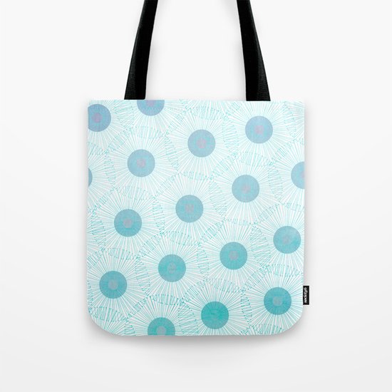 floral blue dots- abstract retro aqua pattern Tote Bag