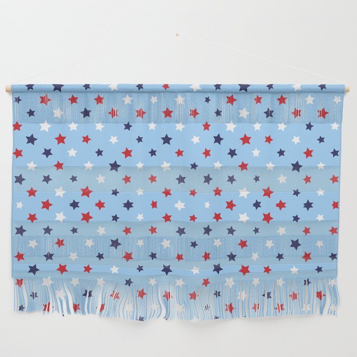 4th Of July Blue Background Star Pattern Wall Hanging