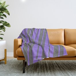 [ Thumbnail: Purple and Dim Grey Colored Pattern of Stripes Throw Blanket ]