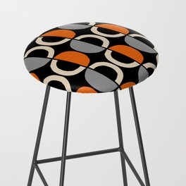 Mid Century Modern Half Circle Pattern 636 Black Orange Gray and Beige Bar Stool