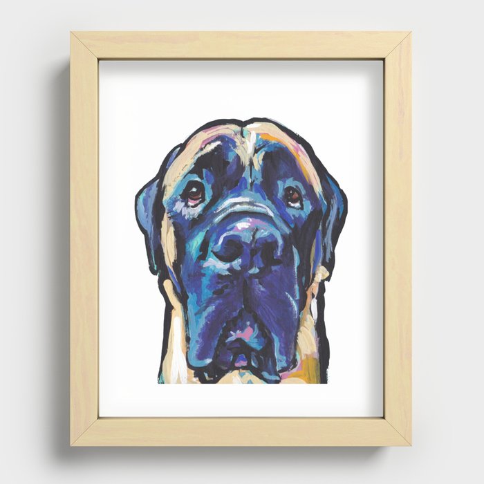 Fun ENGLISH MASTIFF Dog bright colorful Pop Art Painting by LEA Recessed Framed Print