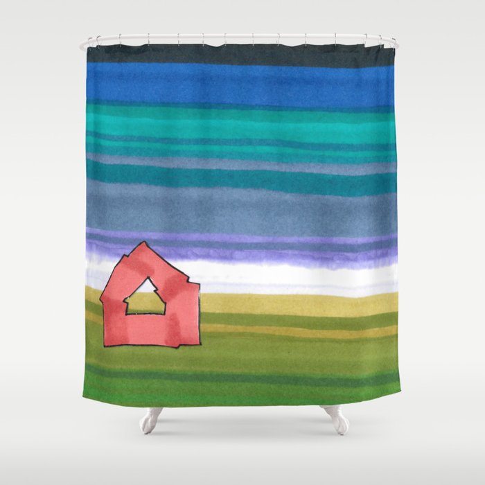 American Farm Landscape Blue Stripes 82 Shower Curtain By American Farm Landscape Blue Stripes 82 Shower Curtain