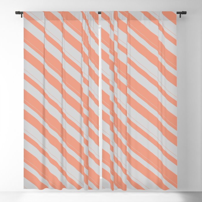 Light Gray & Dark Salmon Colored Lines/Stripes Pattern Blackout Curtain