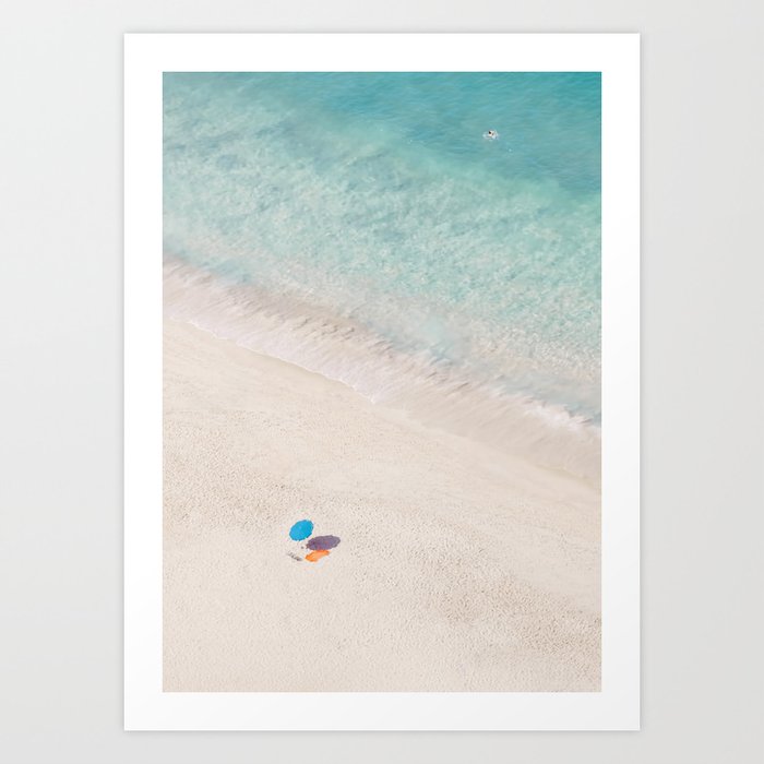 The Aqua Umbrella - Aerial Beach and Ocean photography by Ingrid Beddoes Art Print