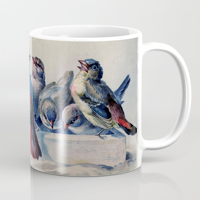 Vintage Blue & Red Winter Songbirds Coffee Mug