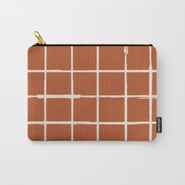 Rustic Checkered Lines Carry-All Pouch | Tartan, Gingham, Modern Classic, Plaid, Scandi, Minimalist, Terracotta, 70S, Pattern, Check 
