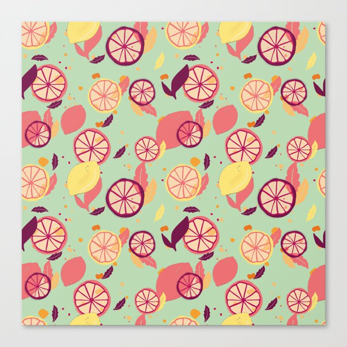 Pink lemon slice, fresh taste of summer Canvas Print