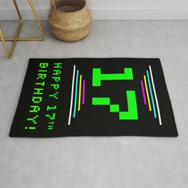 [ Thumbnail: 17th Birthday - Nerdy Geeky Pixelated 8-Bit Computing Graphics Inspired Look Rug ]
