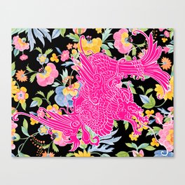 Fierce Asian Dragon Pink Canvas Print