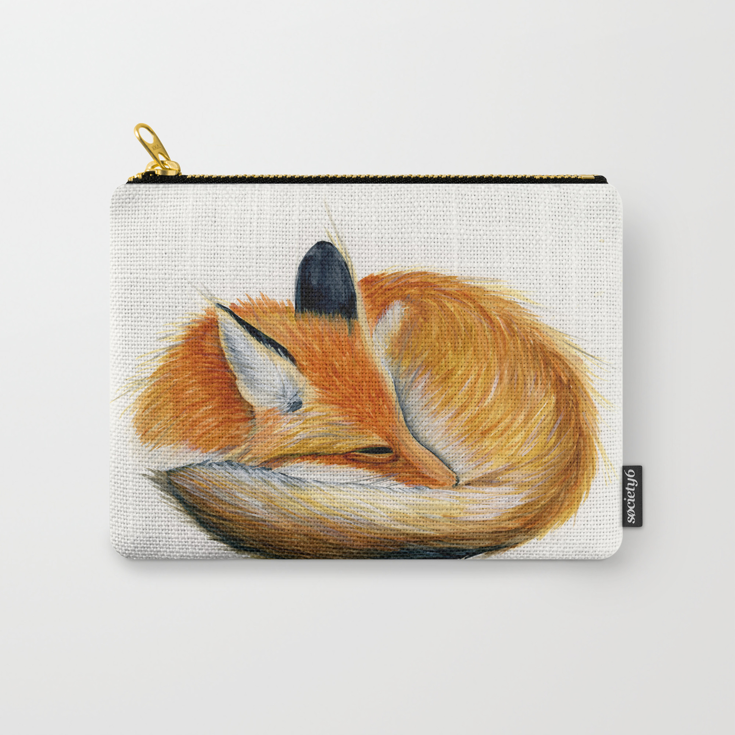 Sleeping Fox Watercolor Painting Carry All Pouch By Drawinginspiration Society6