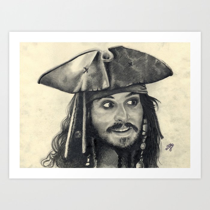 Captain Jack Sparrow ~ Johnny Depp Traditional Portrait Print Art Print