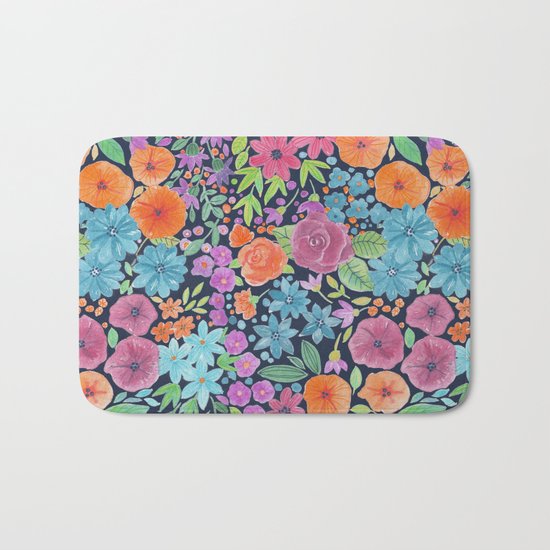 Floral watercolor pattern Bath Mat