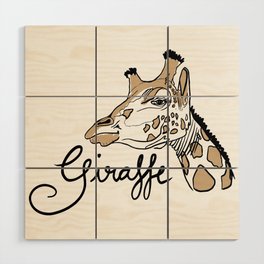 Cute simple giraffe portraits colorful sketch Wood Wall Art