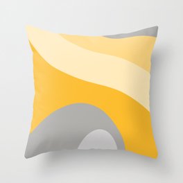 Retro Groovy Pattern in Grey, Yellow and Cream Throw Pillow