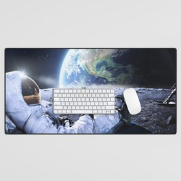 Astronaut on the Moon with beer Desk Mat