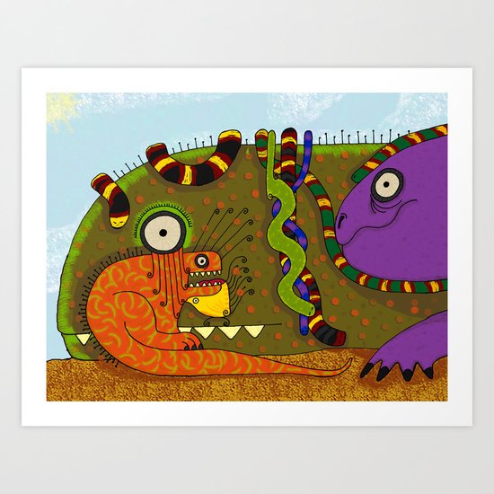 Iguanas and Snakes Art Print