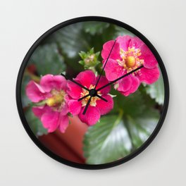 Purple strawberry flowers Wall Clock | Fragariavesca, Aromatic, Eco, Flower, Vegetarian, Strawberry, Aroma, Summer, Purple, Ecofriendly 