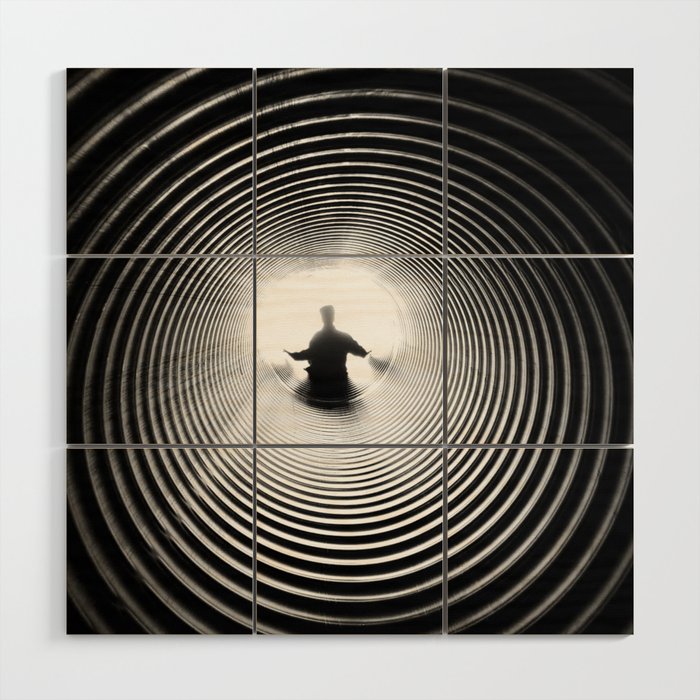 E = mc² circular lines male portrait art black and white photograph / photography Wood Wall Art