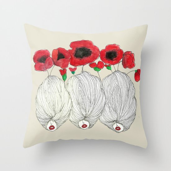 Poppy Girls Throw Pillow