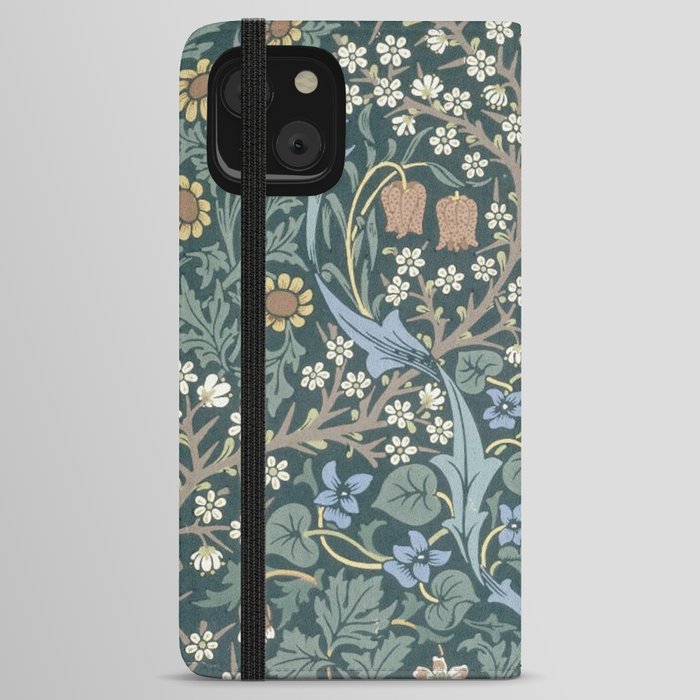 William Morris Vintage Blackthorn Blue 1892 iPhone Wallet Case