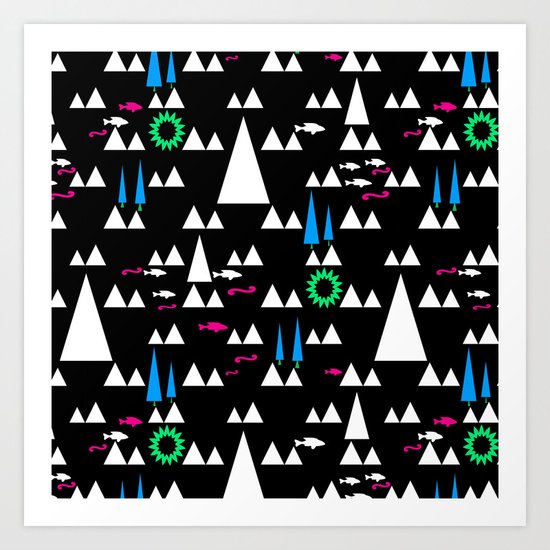 Ethnic simple pattern . Black . Art Print