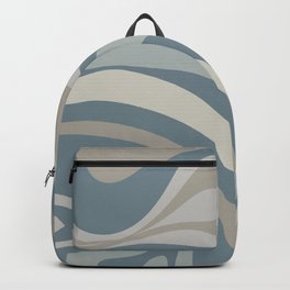 New Groove Retro Swirl Abstract Pattern 3 in Medium Neutral Blue Gray Tones Backpack