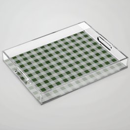 Dark Forest Green Summer Cabana Beach Picnic Gingham Check Acrylic Tray