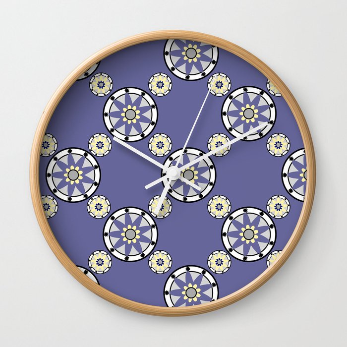 Purple Nine-Pointed Flower Pattern Wall Clock
