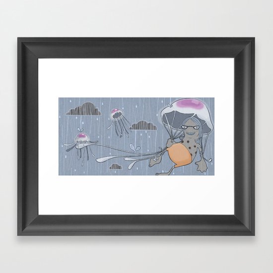 Rainstorm-blue Framed Art Print