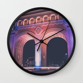 Mexico Photography - Historical Archway Lit Up In The Night Wall Clock