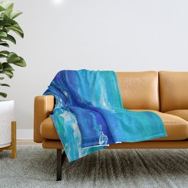 Blue Ocean Painting Throw Blanket