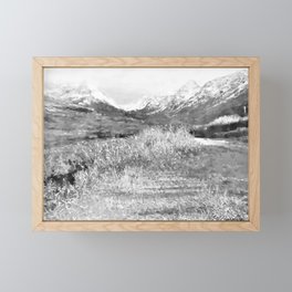 Glen Alps Walk, Grey Scale, Oil Pastel Drawing Framed Mini Art Print
