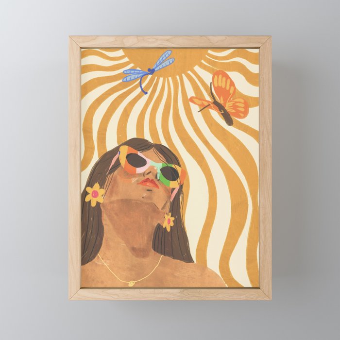 Sun woman Framed Mini Art Print
